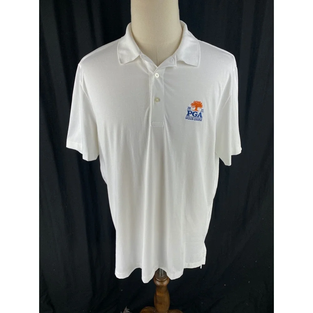 Polo Ralph Lauren PGA Ocean Course Golf Polo Shirt‎ L White Wicking Athletic